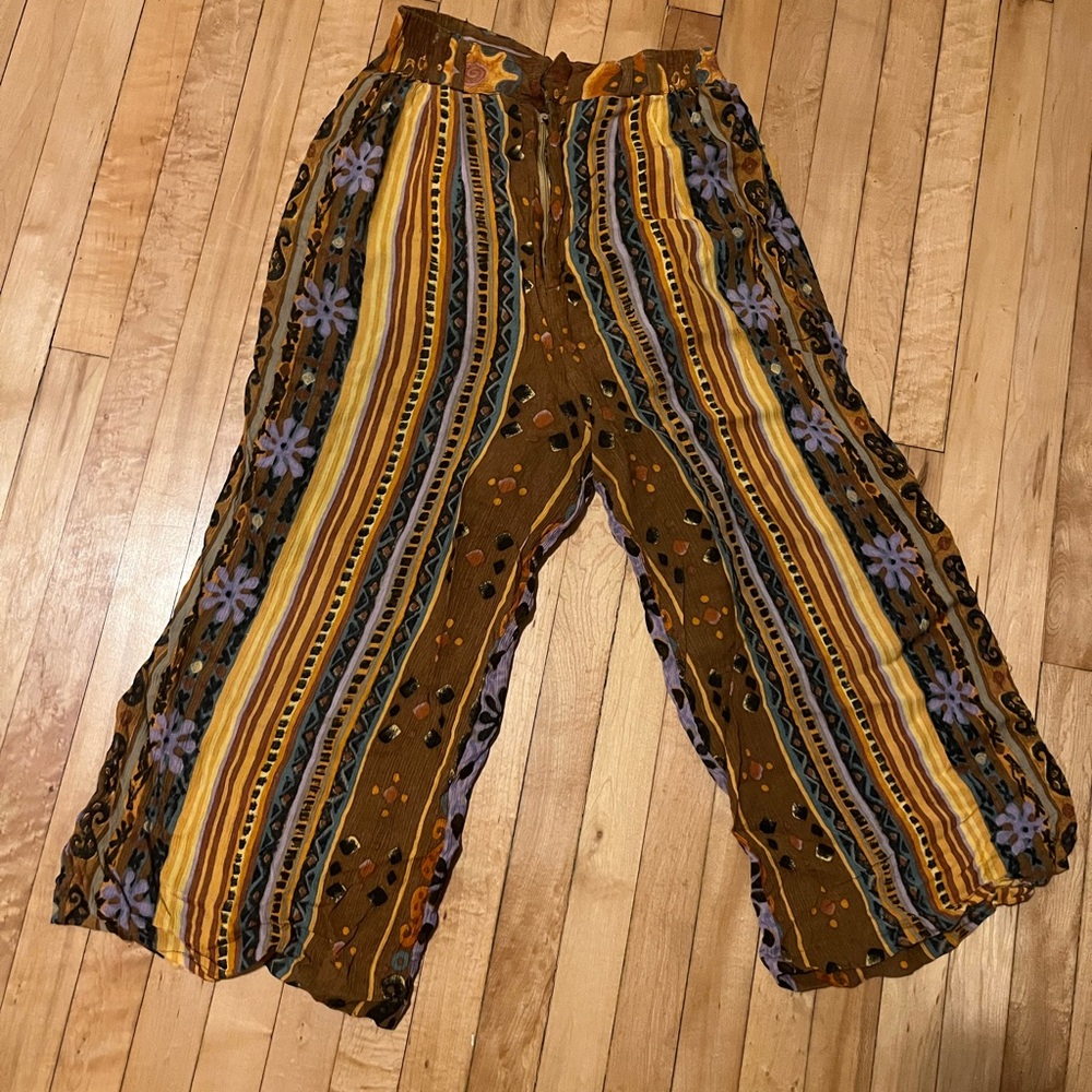 Bohemian Striped Wide-Leg Pants